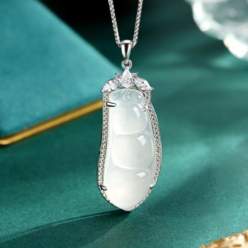 Cubic Zirconia Micro Pave 925 Sterling Silver Pendant with Chalcedony DIY & micro pave cubic zirconia Sold By PC