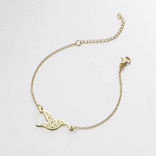 Stainless Steel Jewelry Bracelet 304 Stainless Steel with 4cm extender chain Hummingbird fashion jewelry & for woman Length Approx 13.5 cm Sold By PC