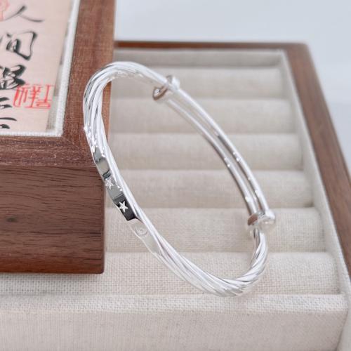 925 Sterling Silver Bangle Bracelet, Adjustable & fashion jewelry & for woman, Inner Diameter:Approx 56mm, Sold By PC