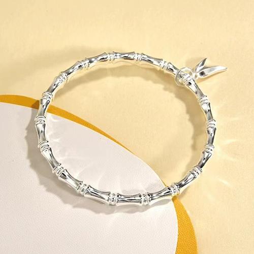 925 Sterling Silver Bangle Bracelet, Bamboo, fashion jewelry & for woman, Inner Diameter:Approx 58mm, Sold By PC