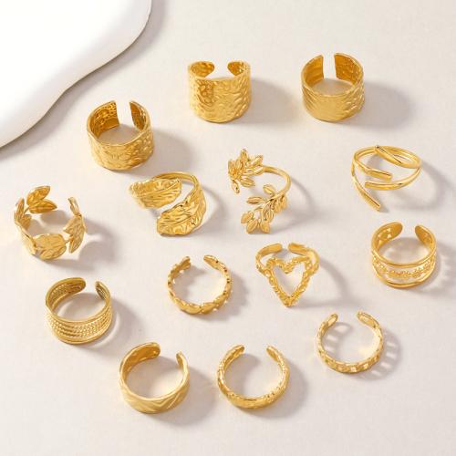 خاتم إصبع الفولاذ المقاوم للصدأ, 304 الفولاذ المقاوم للصدأ, مجوهرات الموضة & أنماط مختلفة للاختيار & للمرأة, ذهبي, diameter 17mm, تباع بواسطة PC