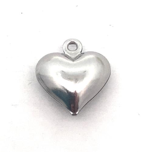 Από ανοξείδωτο χάλυβα καρδιά μενταγιόν, 304 από ανοξείδωτο χάλυβα, Καρδιά, DIY, αρχικό χρώμα, 12x13mm, Sold Με PC