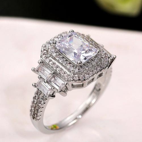 Cubic Zirconia Micro Pave Brass Ring & micro pave cubic zirconia & for woman Sold By PC