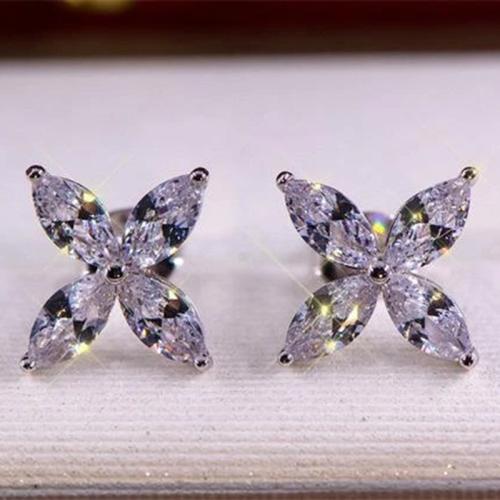 Cubic Zirconia Micro Pave Brass Earring fashion jewelry & micro pave cubic zirconia & for woman 9mm Sold By Pair