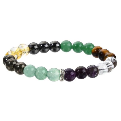 Gemstone Браслеты, Полудрагоценный камень, Круглая, ювелирные изделия моды & Мужская, разноцветный, bead:8mm, длина:Приблизительно 19-19.5 см, продается PC