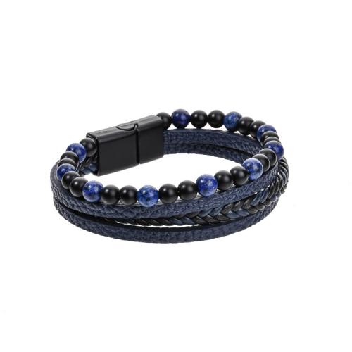 PU Leather Cord Bracelets with Natural Stone fashion jewelry & for man Sold By PC
