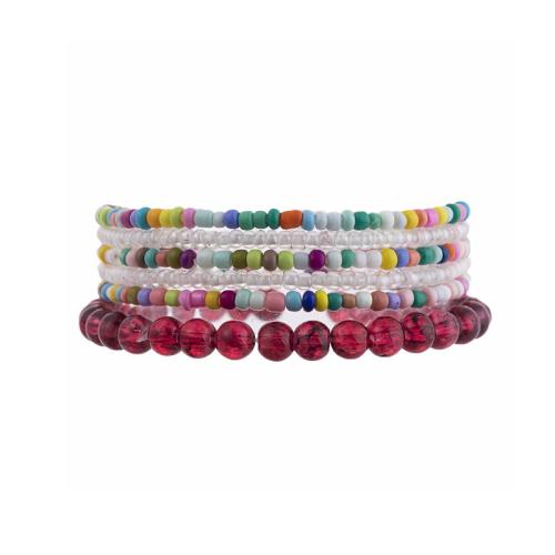 Plastic Bracelet Set, with Glass, 6 pieces & fashion jewelry & for woman, more colors for choice, Sold By Set
