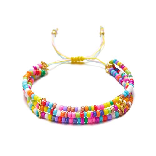 Seedbead Bracelet, with Knot Cord, Bohemian style & adjustable & for woman, more colors for choice, Length:Approx 16-28 cm, Sold By PC