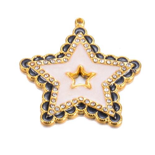 Stainless Steel Pendants 304 Stainless Steel Star Vacuum Ion Plating DIY & micro pave cubic zirconia & enamel Sold By PC
