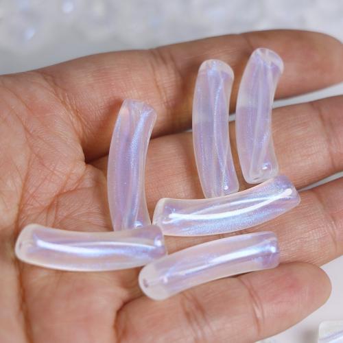 Acrylic Curved Tube Beads, DIY, white, 31x8mm, Approx 340PCs/Bag, Sold By Bag