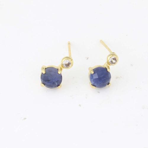 Cubic Zirconia Micro Pave Brass Earring, gold color plated, micro pave cubic zirconia & for woman, blue, nickel, lead & cadmium free, 11.90x7.90x5.10mm, Sold By Pair