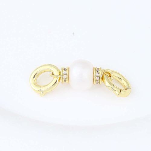 Brass Jewelry Clasps with Plastic Pearl gold color plated DIY white nickel lead & cadmium free Sold By PC