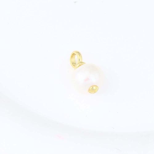 Brass Jewelry Pendants, with Plastic Pearl, gold color plated, DIY, nickel, lead & cadmium free, 16x9.50x9.10mm, Sold By PC