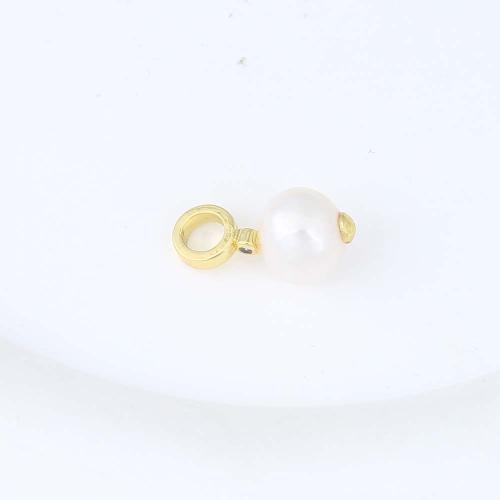 Brass Jewelry Pendants, with Plastic Pearl, gold color plated, DIY, nickel, lead & cadmium free, 17.70x8.80x8.80mm, Sold By PC