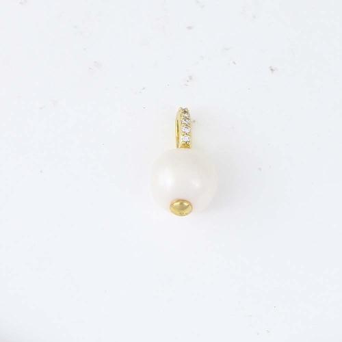 Cilindrata Zircone micro pavimenta il pendente di ottone, with perla in plastica, placcato color oro, DIY & Micro spianare cubic zirconia, assenza di nichel,piombo&cadmio, 16.40x8.80x8.80mm, Venduto da PC