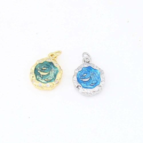Brass Jewelry Pendants, plated, DIY & enamel, more colors for choice, nickel, lead & cadmium free, 14.30x10.70x3.20mm, Sold By PC