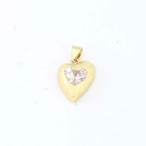 Cubic Zirconia Micro Pave Brass Pendant, Heart, gold color plated, DIY & micro pave cubic zirconia, nickel, lead & cadmium free, 15.90x12x5.20mm, Sold By PC