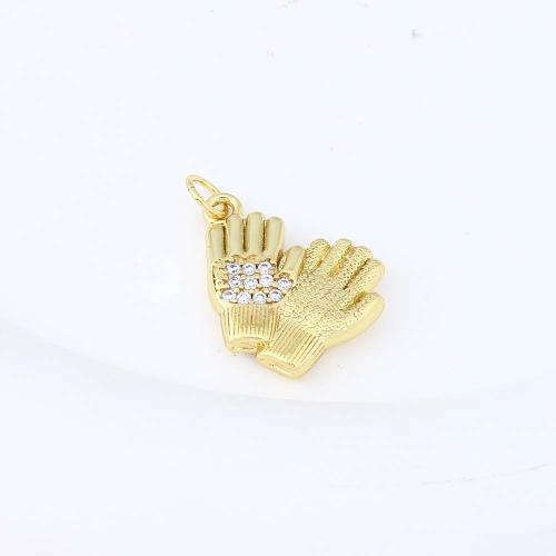 Cubic Zirconia Micro Pave Brass Pendant, Hand, gold color plated, DIY & micro pave cubic zirconia, nickel, lead & cadmium free, 18.90x14.30x3.60mm, Sold By PC