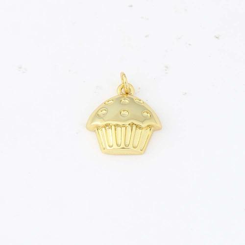 Brass Jewelry Pendants, Cake, gold color plated, DIY, nickel, lead & cadmium free, 13.90x13.50x3.80mm, Sold By PC