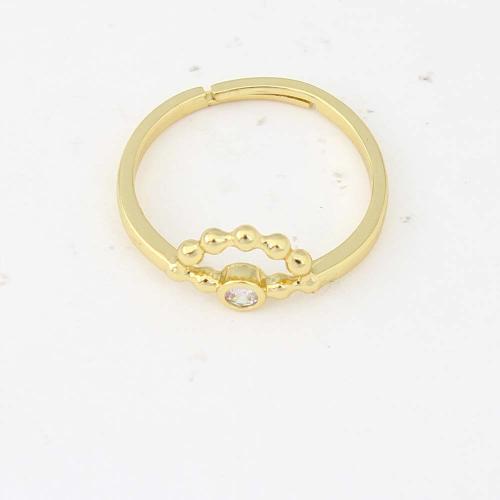 Cúbicos Circonia Micro Pave anillo de latón, metal, chapado en color dorado, micro arcilla de zirconia cúbica & para mujer, libre de níquel, plomo & cadmio, 20.20x19.40x7.10mm, Vendido por UD