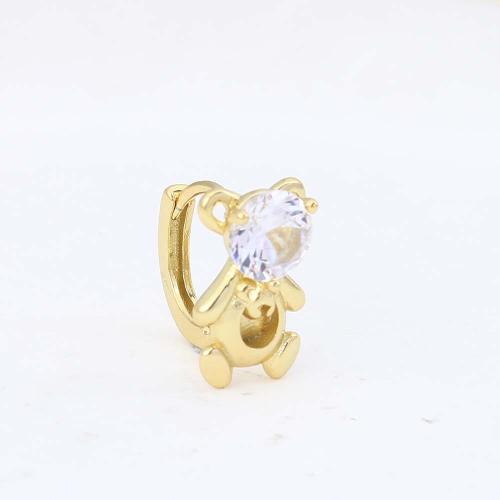 Cubic Zirconia Micro Pave Brass Earring Bear gold color plated micro pave cubic zirconia & for woman nickel lead & cadmium free Sold By PC