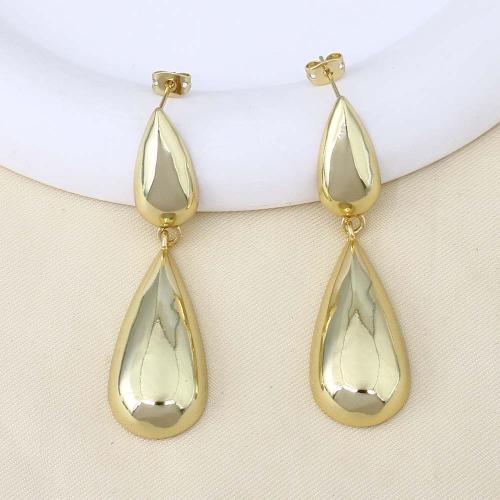 Brass Drop Earring, gold color plated, for woman, nickel, lead & cadmium free, 57.10x16.10x7.10mm, Sold By PC