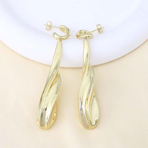 Brass Drop Earring, gold color plated, for woman, nickel, lead & cadmium free, 80x12.10x9.20mm, Sold By PC