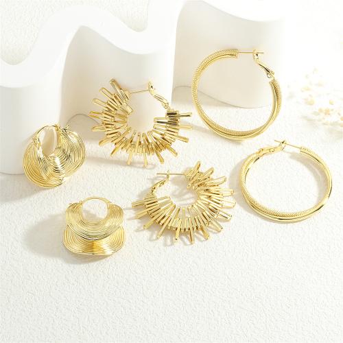 Messing oorbelknoppen, gold plated, mode sieraden & verschillende ontwerpen voor de keuze, gouden, nikkel, lood en cadmium vrij, Verkocht door pair