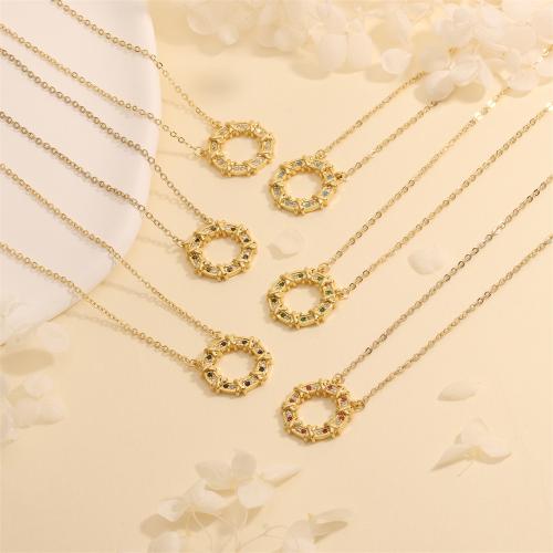 Cubic Zircon Micro Pave Brass Necklace, with 5cm extender chain, gold color plated, fashion jewelry & micro pave cubic zirconia, more colors for choice, nickel, lead & cadmium free, Length:45 cm, Sold By PC