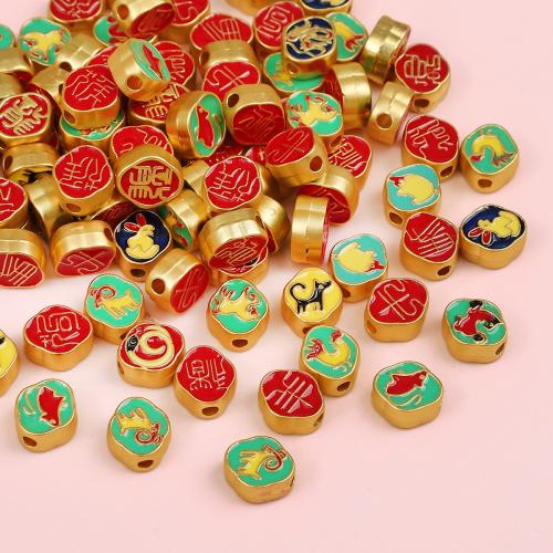 Tibetan Style Jewelry Beads, gold color plated, DIY & different designs for choice & enamel, more colors for choice, nickel, lead & cadmium free, 10x9mm, Sold By PC