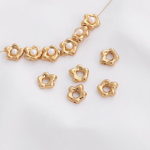 Brass Jewelry Beads Flower gold color plated DIY golden nickel lead & cadmium free Sold By PC