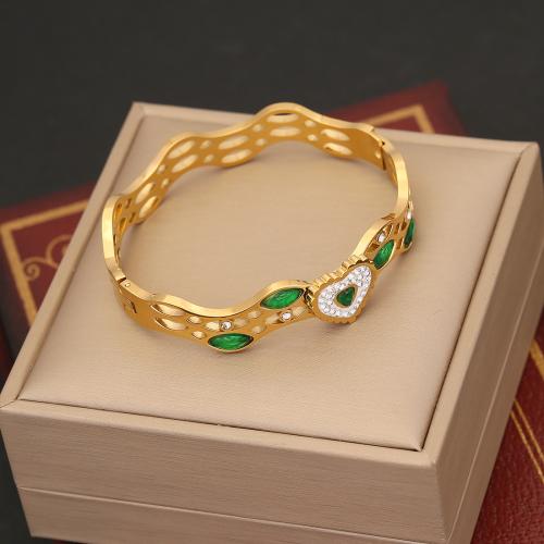 Stainless Steel Bangle 304 Stainless Steel with Cubic Zirconia fashion jewelry & for woman gold Sold By PC
