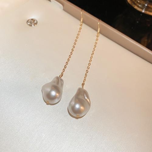 Zinklegierung Ohrstecker, mit Kunststoff Perlen, Modeschmuck & verschiedene Stile für Wahl & für Frau, Goldfarbe, verkauft von Paar
