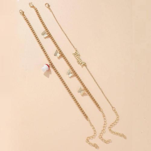 Tibetan Style Anklet, three pieces & fashion jewelry & Unisex, gold, Sold By Set