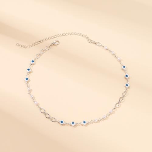 Collar de Aleación de Zinc, con perlas de resina & Perlas plásticas, con 10cm extender cadena, hecho a mano, Joyería & para mujer, más colores para la opción, longitud:32 cm, Vendido por UD