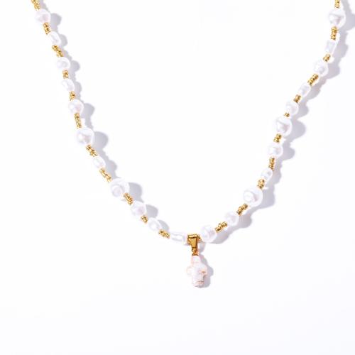 Plastic Pearl Necklace Brass with Plastic Pearl with 5cm extender chain fashion jewelry & for woman Length 38 cm Sold By PC