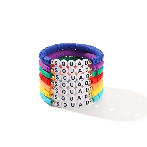 Zinc Alloy Bracelet with Polymer Clay & Elastic Thread fashion jewelry & for woman Sold By Set