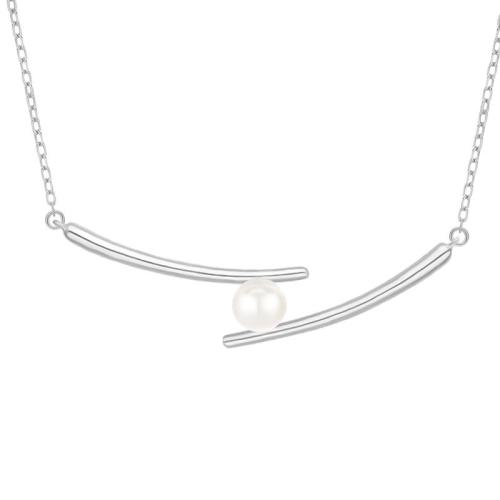 925 Sterling Silver Necklaces with Freshwater Pearl with 5CM extender chain Length Approx 40 cm Sold By PC