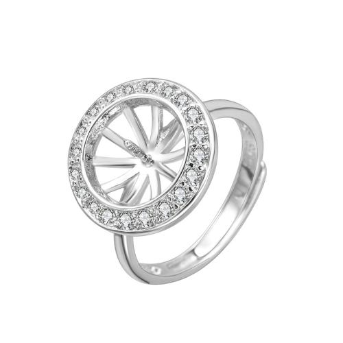 Cubic Zirconia Micro Pave 925 Sterling Silver Rings with Shell Pearl & micro pave cubic zirconia platinum color Sold By PC
