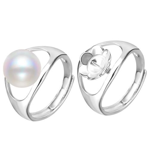 925 Sterling Silver Finger Rings, with Shell Pearl, different styles for choice, platinum color, Sold By PC