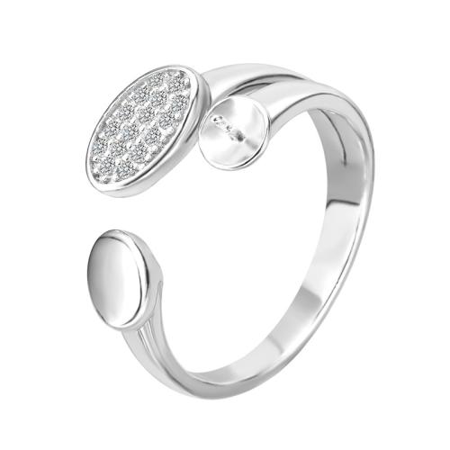 Cubic Zirconia Micro Pave 925 Sterling Silver Rings with Freshwater Pearl & micro pave cubic zirconia platinum color Sold By PC