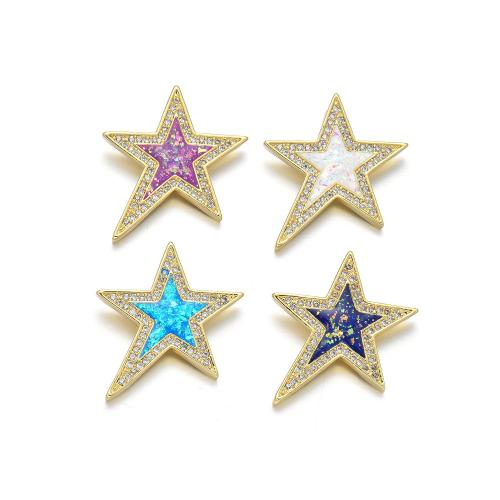 Cubic Zirconia Micro Pave Brass Pendant, with Opal, Star, plated, DIY & micro pave cubic zirconia, more colors for choice, Sold By PC