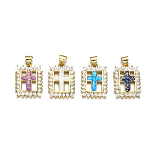 Cubic Zirconia Micro Pave Brass Pendant with Opal plated DIY & micro pave cubic zirconia Sold By PC