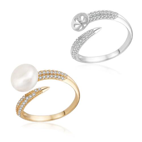 Cubic Zirconia Micro Pave 925 Sterling Silver Rings, with Freshwater Pearl, different styles for choice & micro pave cubic zirconia, more colors for choice, Sold By PC