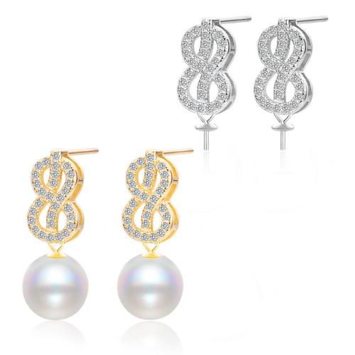 Cubic Zirconia Micro Pave Sterling Silver Earring, 925 Sterling Silver, with Shell Pearl, different styles for choice & micro pave cubic zirconia, more colors for choice, 23.50x7mm, Sold By Pair