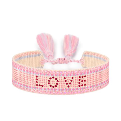 Chain Woven Bracelets, Polyester, with Sequins, different designs for choice & for woman, more colors for choice, Length:15 cm, Sold By PC