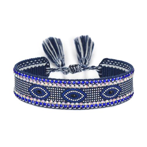 Chaîne tissée Bracelets, Fibre de polyester, avec Paillettes, modèles différents pour le choix & stamping & pour femme, plus de couleurs à choisir, Longueur:15 cm, Vendu par PC