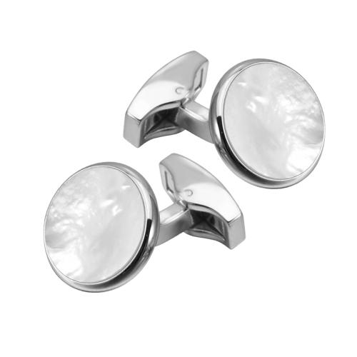 Cufflinks Brass with Pearl Oyster polished Unisex 16mm Sold By Pair