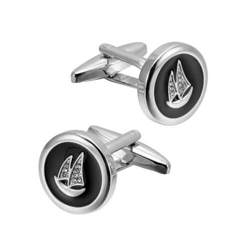 Cufflinks, Brass, with Crystal, polished, Unisex & enamel, more colors for choice, 18mm, Sold By Pair