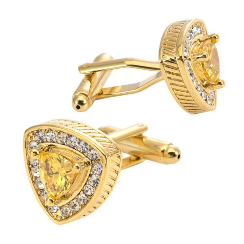 Cufflinks Brass with Crystal Unisex & micro pave cubic zirconia 16mm Sold By Pair